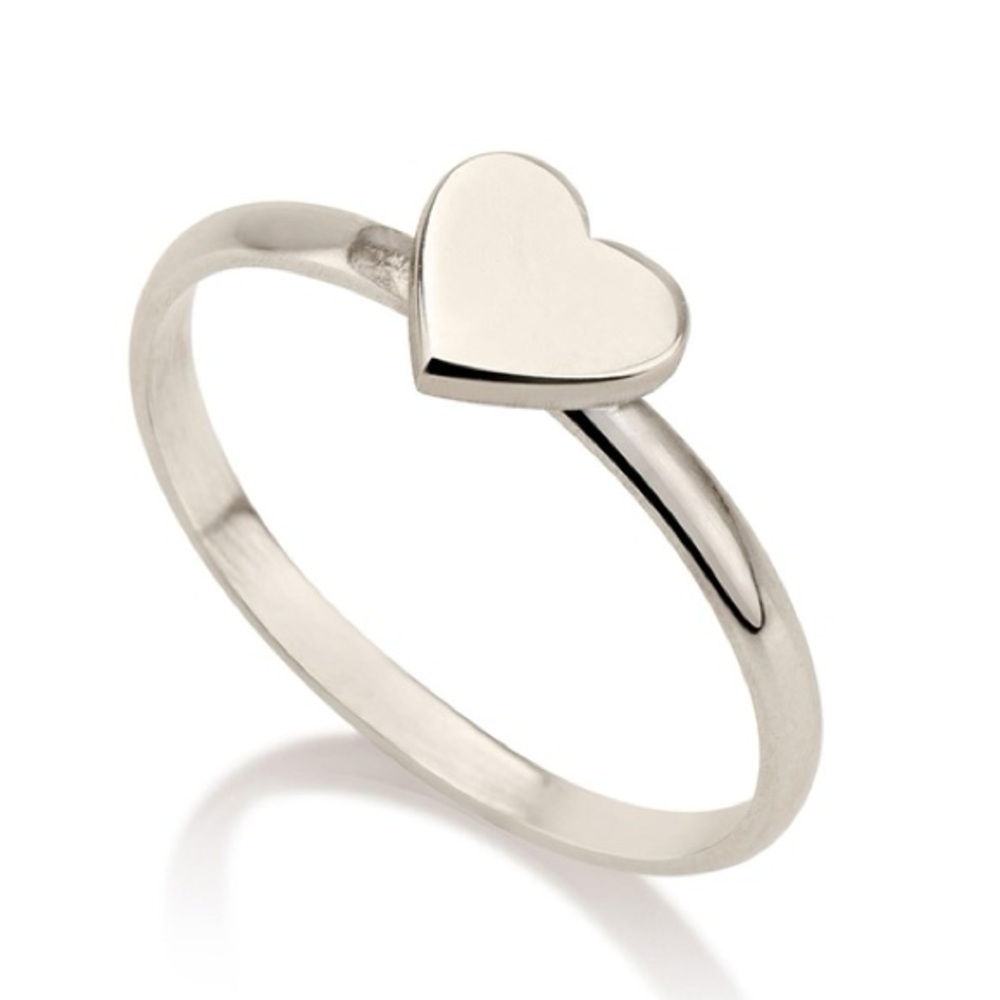 New Sterling Silver Handmade Bohemian Solid Heart Signet Minimalist Ring